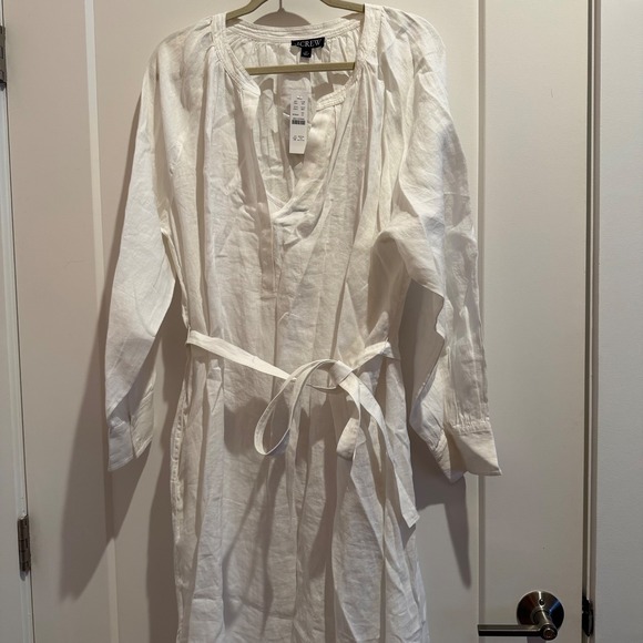 J Crew Cabana Linen Maxi Dress 2X White NWT CI918 J.Crew Resort Travel Beach - Picture 2 of 9